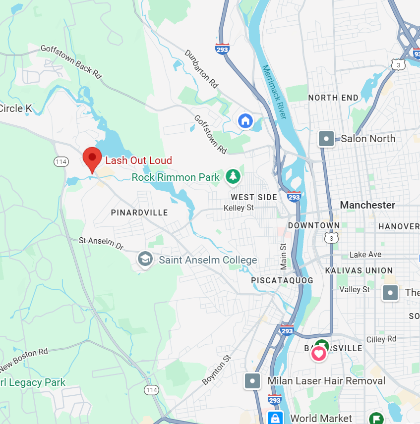 Map to Lash Out Loud, 542 Mast Rd, Goffstown NH